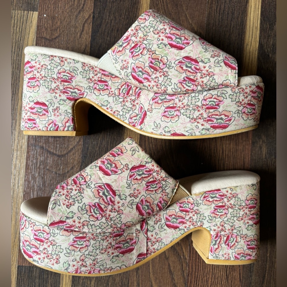 Anthropologie Matisse Terry Floral Platform Sandals Size 6 - Picture 6 of 11